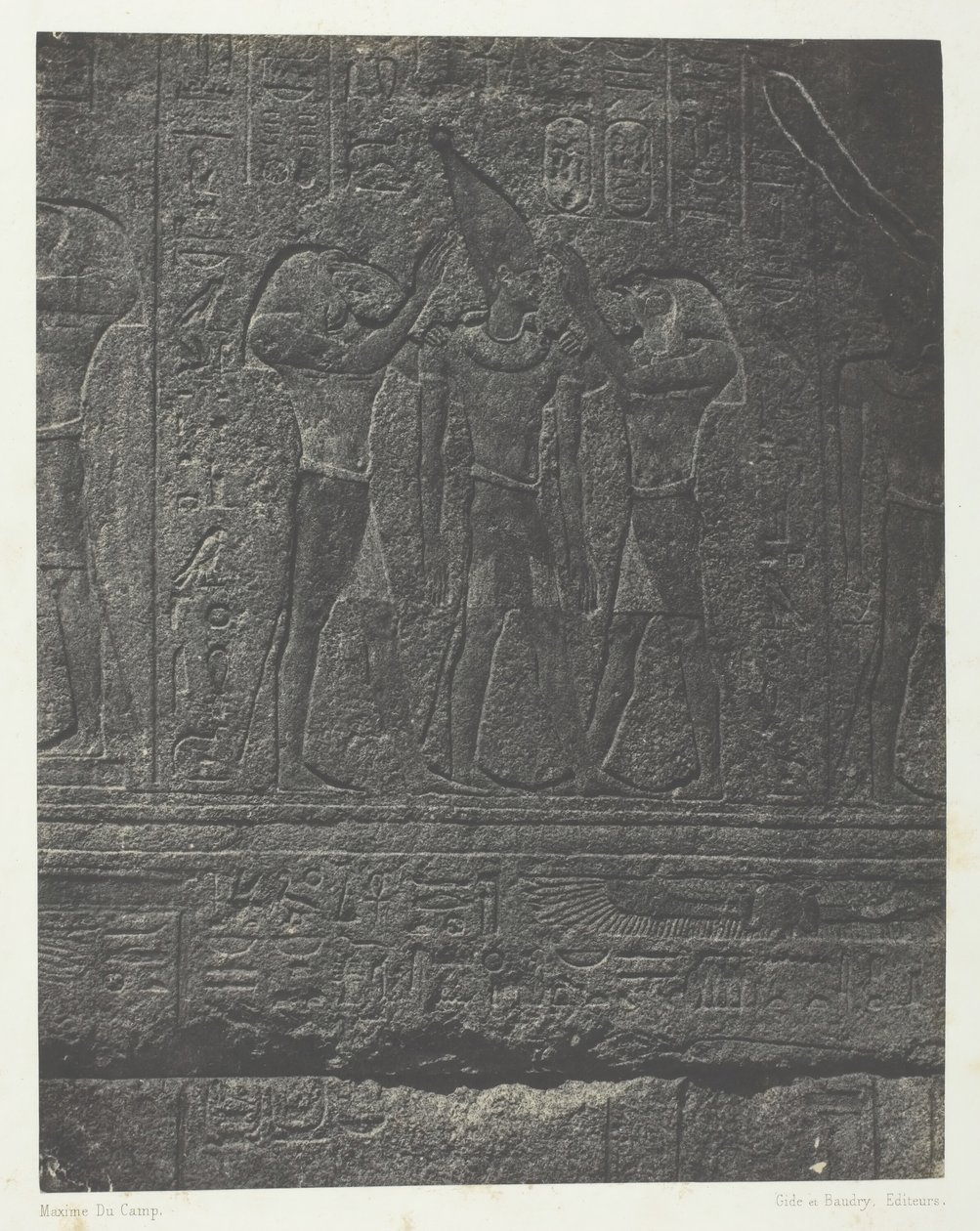 Karnak Palace, Exteriör Skulpturer av Granit Sanctuary, Thebe, 184951, tryckt 1852. av Maxime Du Camp