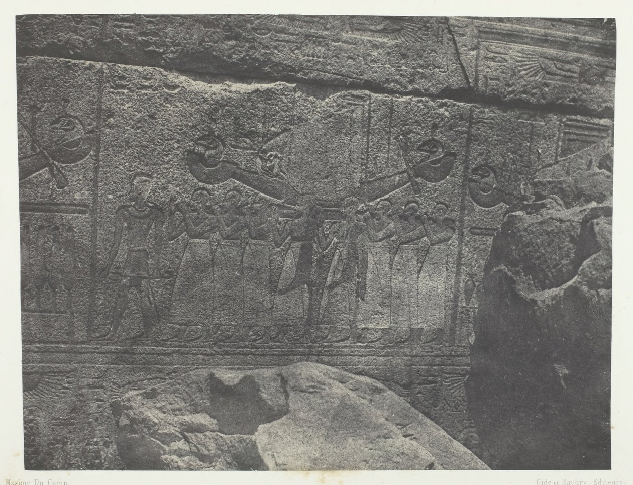 Karnak Palace, Exteriör Skulpturer av Granit Sanctuary, Thebe, 184951, tryckt 1852. av Maxime Du Camp