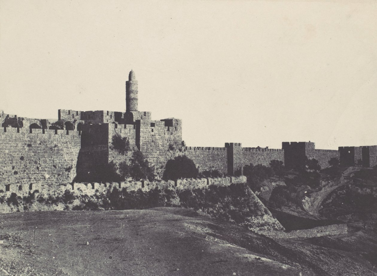 Palestina. Jerusalem. Västra delen av murarna, 1850. av Maxime Du Camp