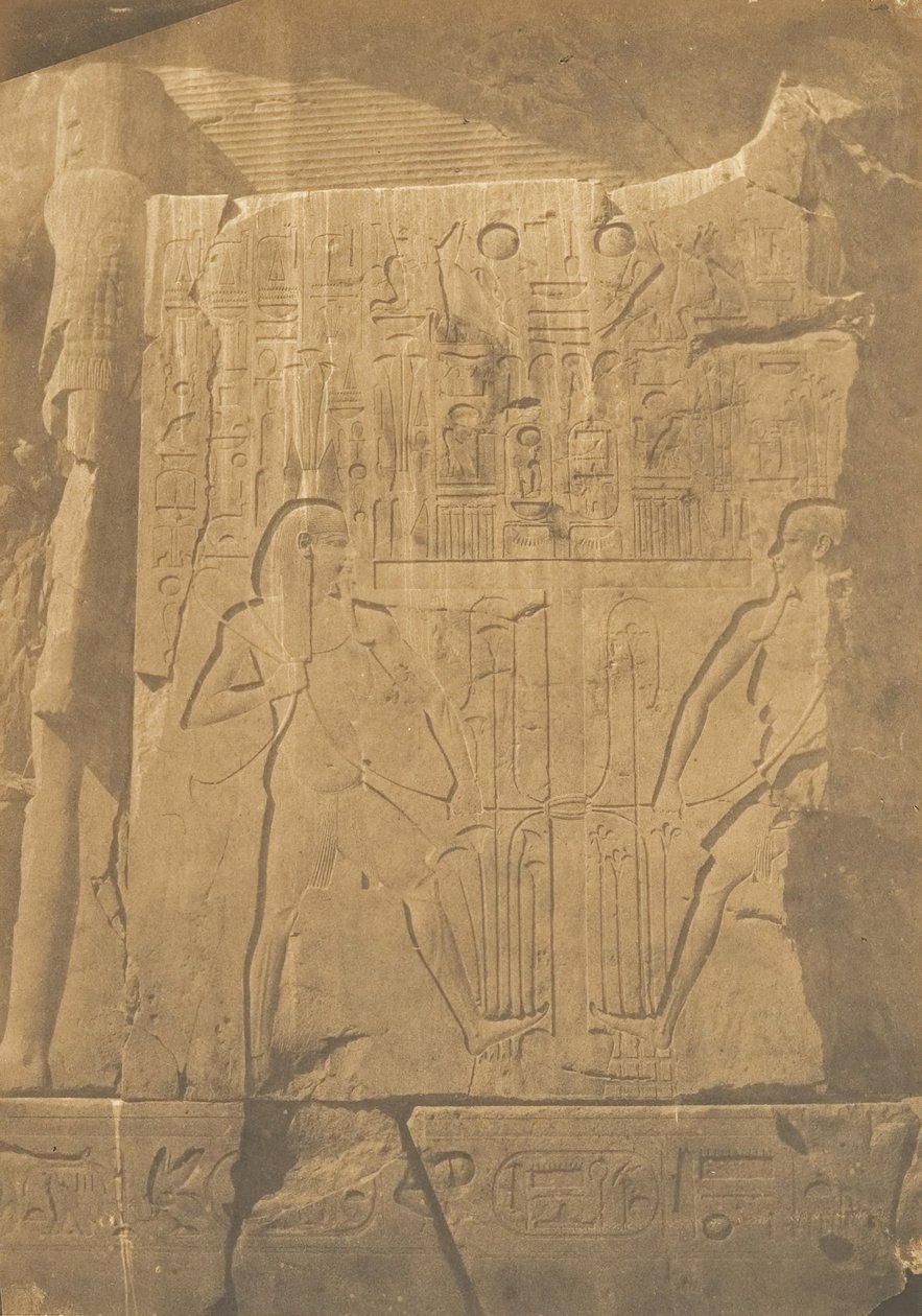 Belägring av den monolitiska kolossen av Amenhotep III, vid Thebe Detaljer om ristningarna, 1849-50. av Maxime Du Camp