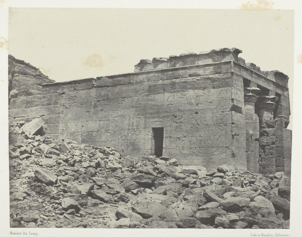 Temple De Dandour (Ancienne Tantour), Dédié à La Triade Osiris-Isis-Horus; Nubie, plansch 93 från albumet "Egypte, Nubie, Palestine et Syrie" (1852) av Maxime Du Camp