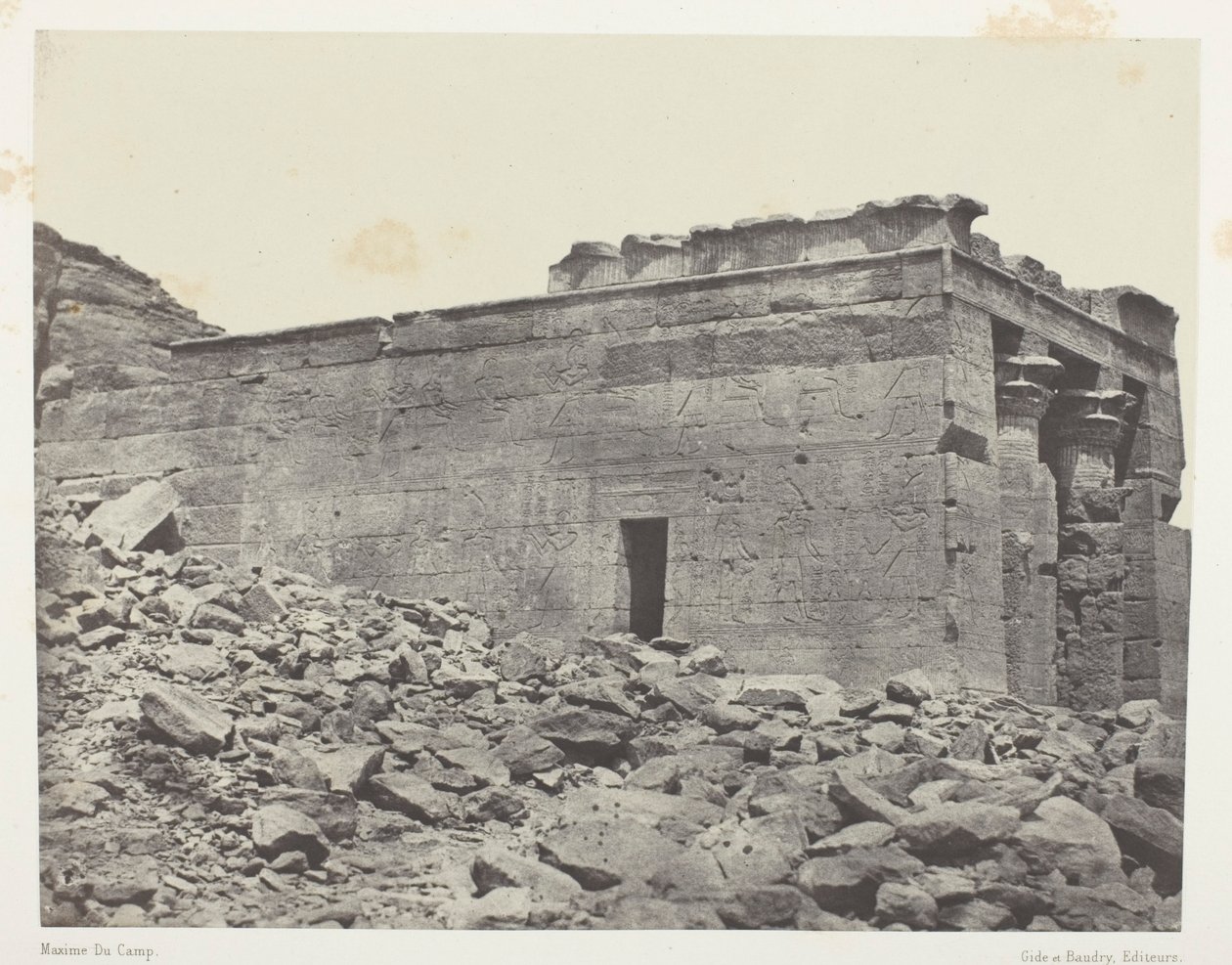 Temple De Dandour (Ancienne Tantour), Dédié à La Triade Osiris-Isis-Horus; Nubie, plansch 93 från albumet "Egypte, Nubie, Palestine et Syrie" (1852) av Maxime Du Camp