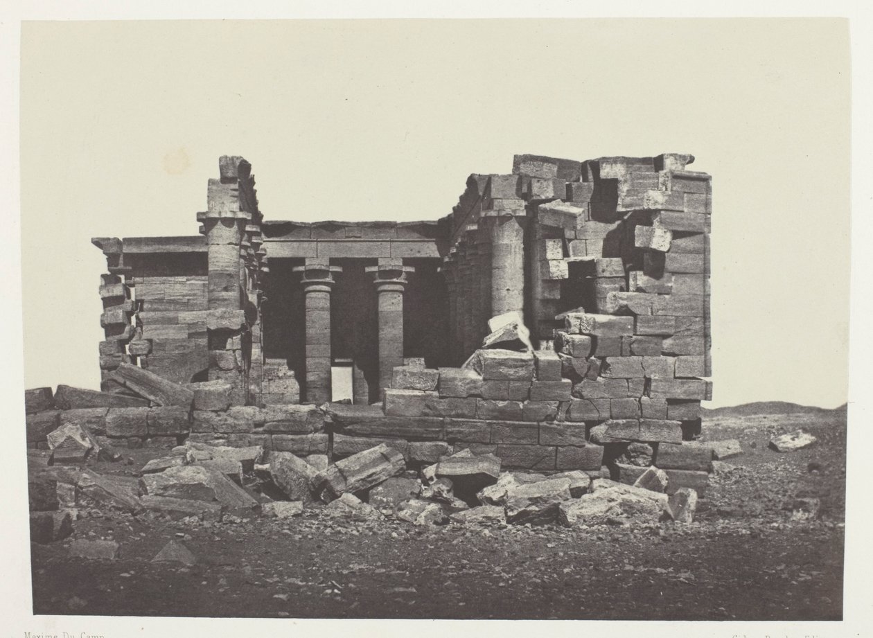 Temple De Maharakkah (Hièra Sycaminos Des Grecs); Nubien, plansch 96 från albumet "Egypte, Nubie, Palestine et Syrie" (1852) av Maxime Du Camp
