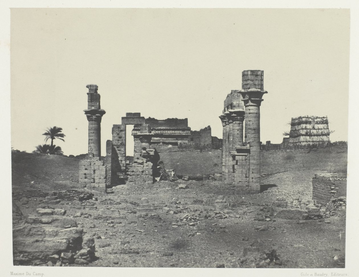 Templet i Hermontis, Övre Egypten, plansch 63 från albumet "Egypte, Nubie, Palestine et Syrie" (1852) av Maxime Du Camp