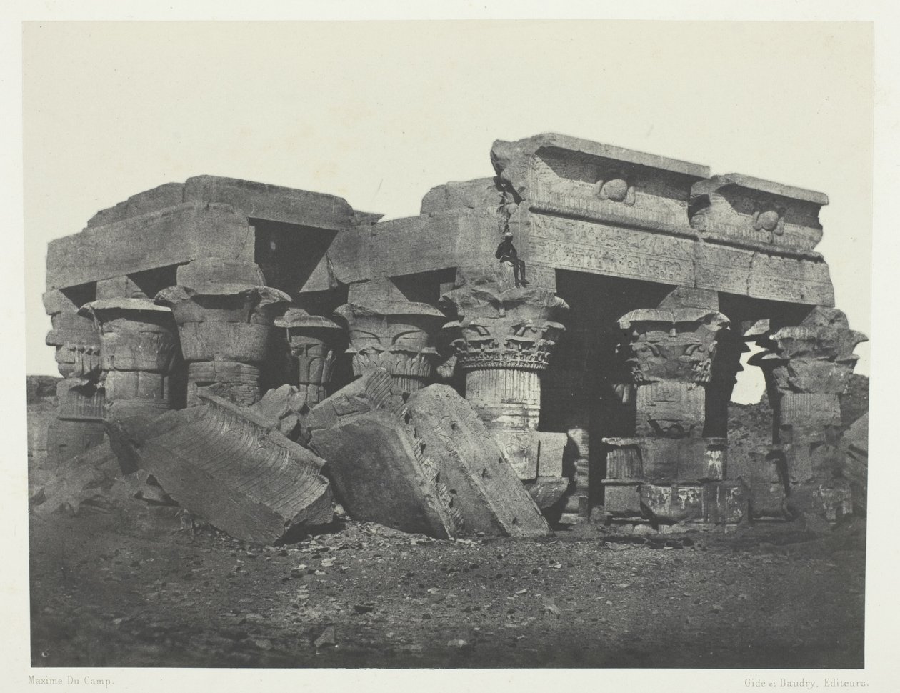 Templet i Ombos, Övre Egypten, plansch 65 från albumet "Egypte, Nubie, Palestine et Syrie" (1852) av Maxime Du Camp