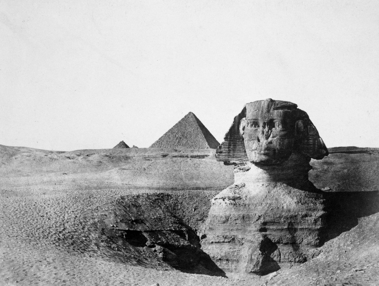 Den stora sfinxen och pyramiderna i Giza, Egypten, 1852 av Maxime Du Camp