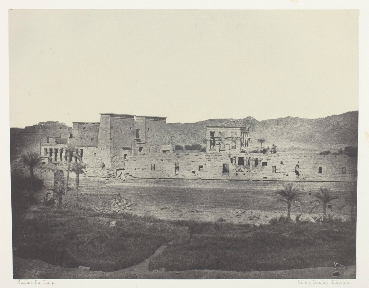 Vy tagen från ön Beghé, West, Philoe; Nubia, plansch 68 från albumet "Egypte, Nubie, Palestine et Syrie" (1852) av Maxime Du Camp
