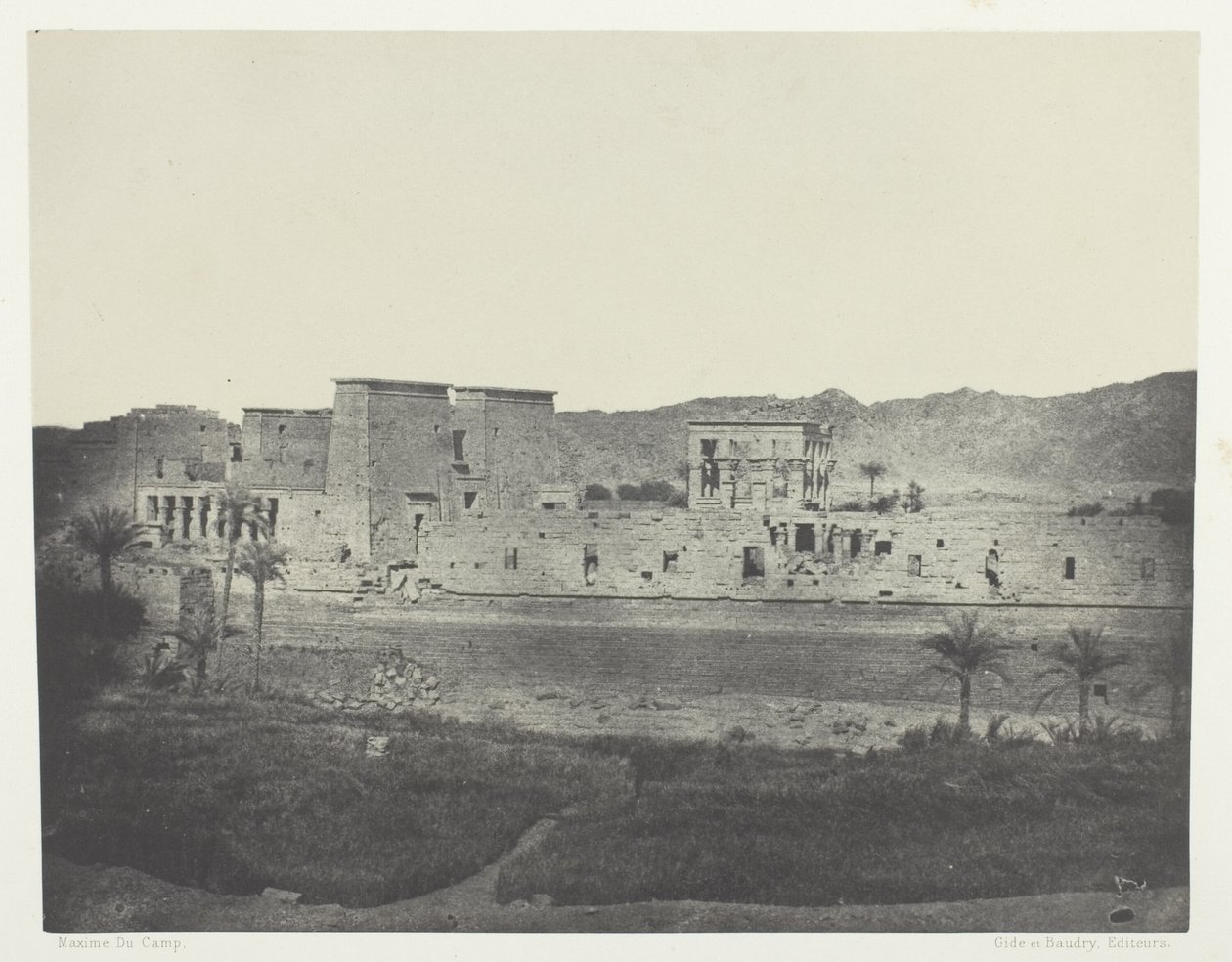 Vy tagen från ön Beghé, West, Philoe; Nubia, plansch 68 från albumet "Egypte, Nubie, Palestine et Syrie" (1852) av Maxime Du Camp