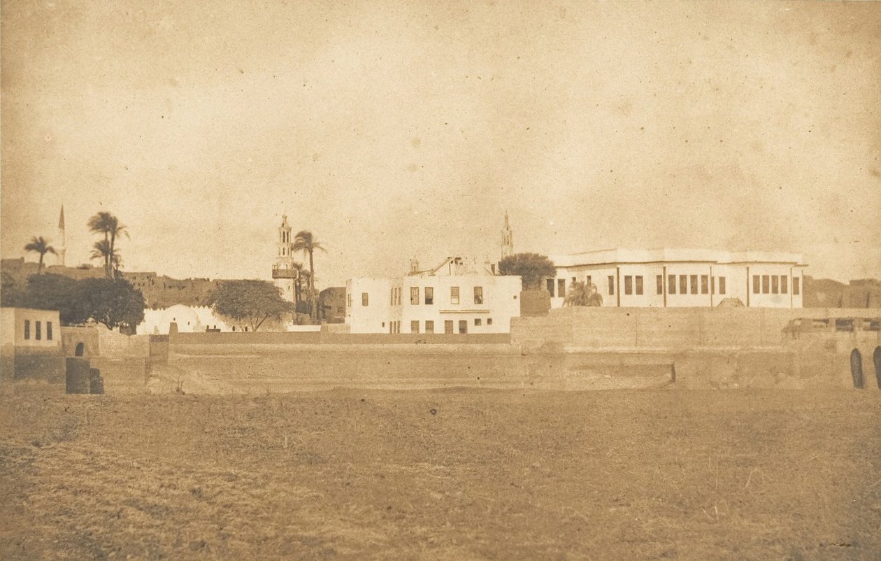 Utsikt över Syout - Pashas palats, 1850. av Maxime Du Camp