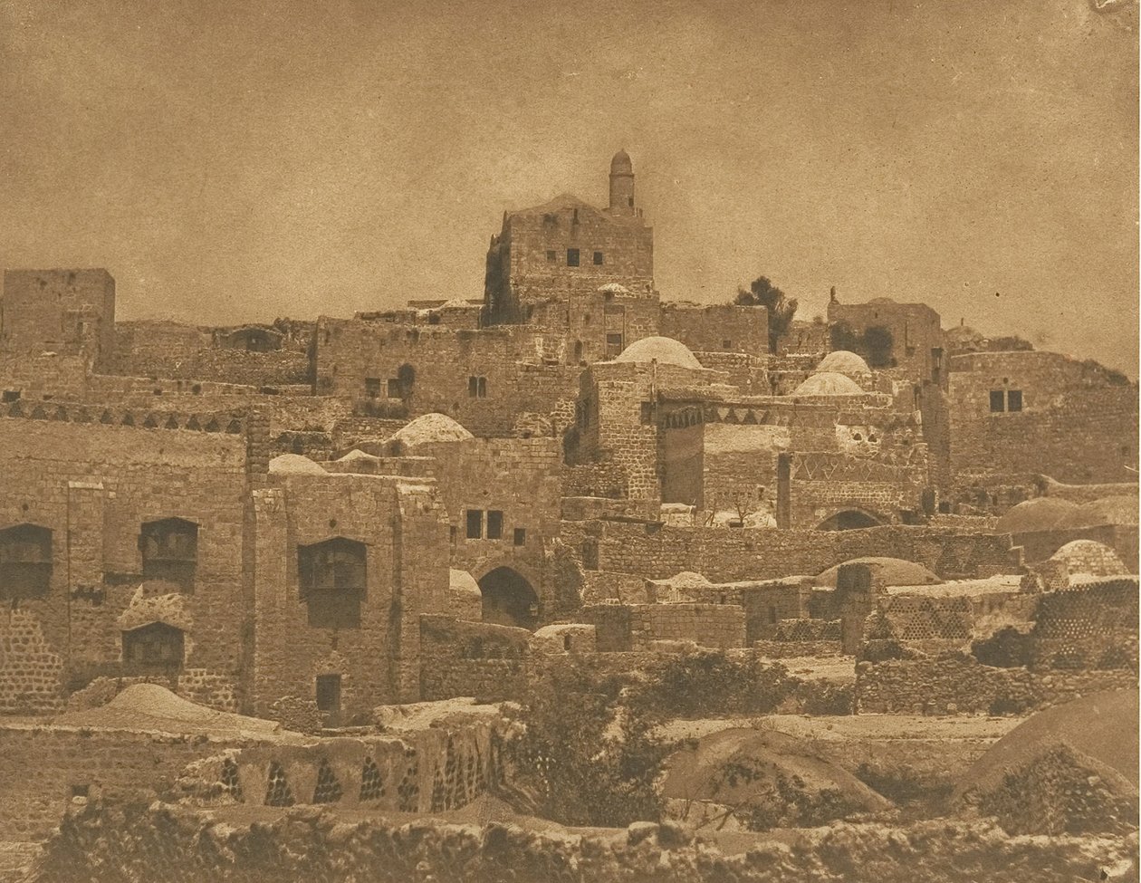 Utsikt över moskén i El-Melouyeh och en stadsdel i Jerusalem, augusti 1850. av Maxime Du Camp