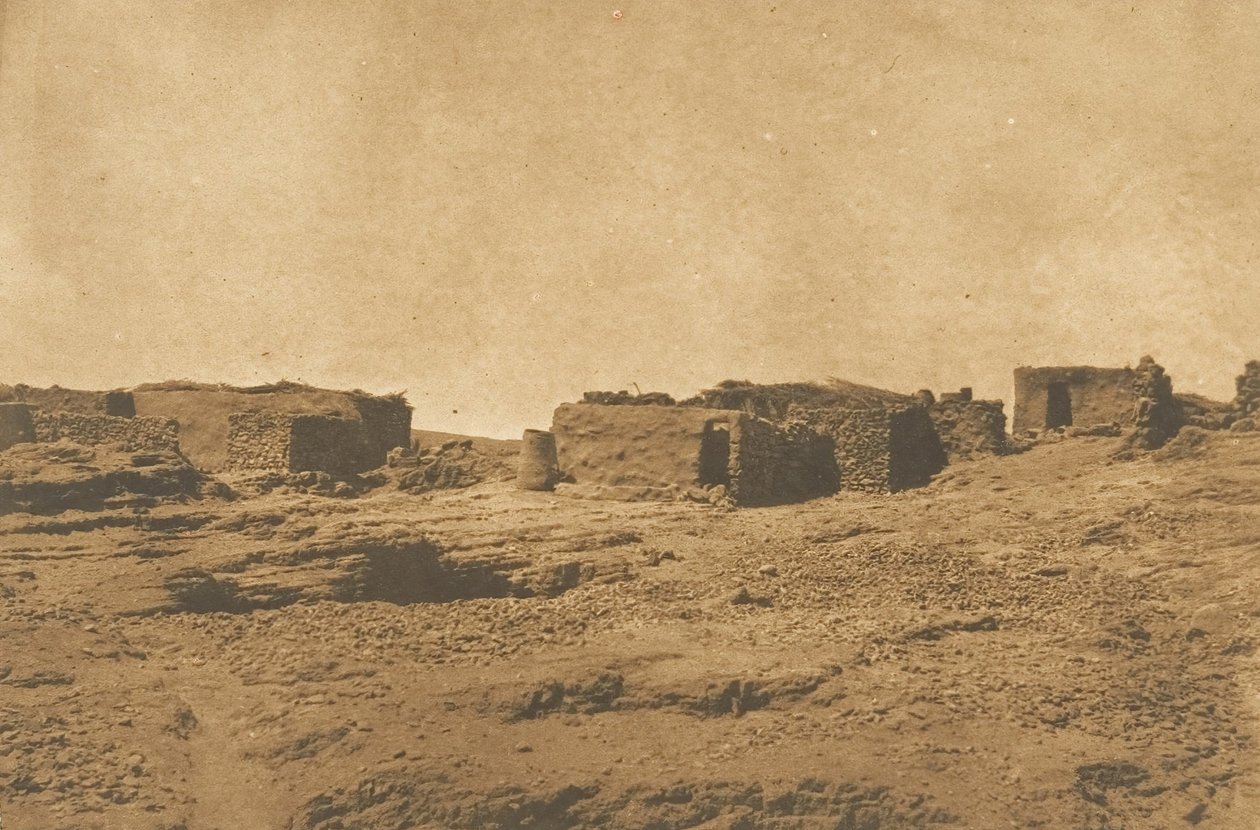 Utsikt över byn Abou-hor Kräftans vändkrets, april 1850. av Maxime Du Camp