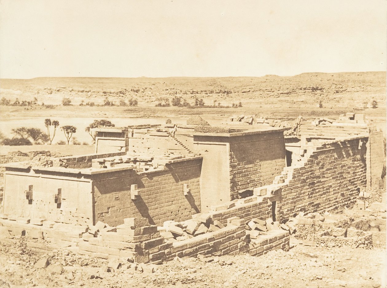 Allmän bild av templet Kalabcheh Talmis, tagen från berget, 8 april 1850. av Maxime Du Camp