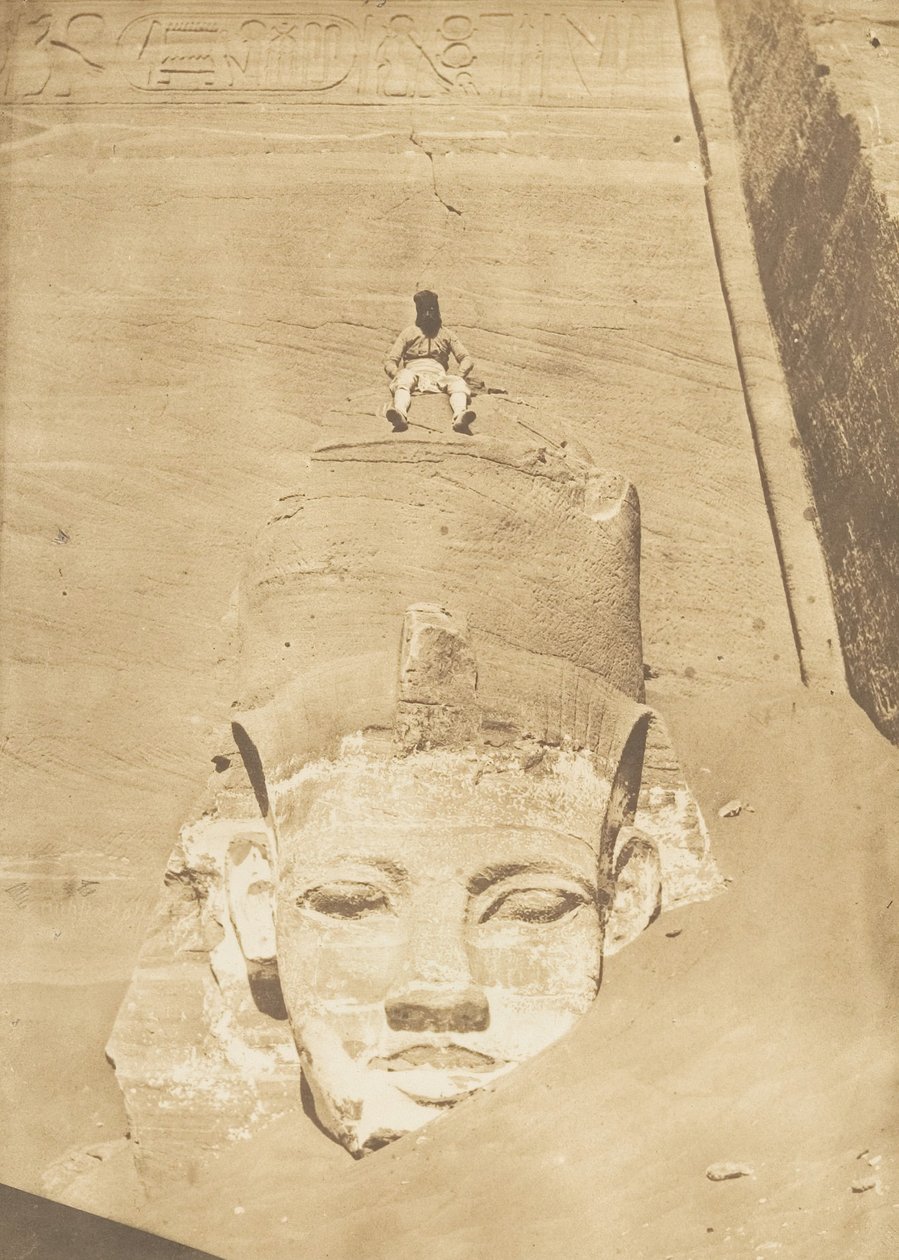 Den västligaste kolossen av Temple of Re, Abu Simbel, 1850. av Maxime Du Camp