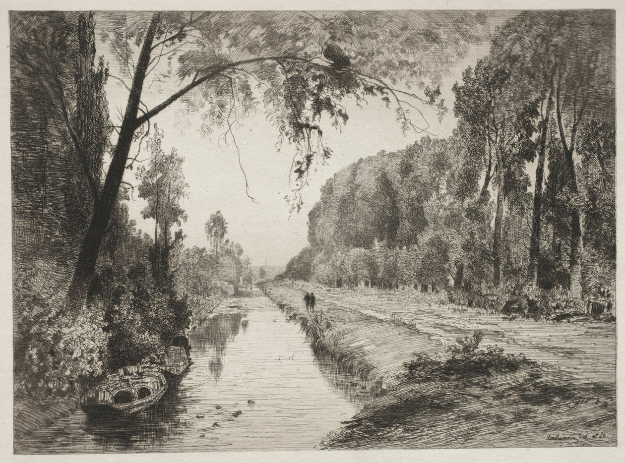 Kanal vid Pont Sainte-Maxence, ca. 1878. av Maxime Lalanne