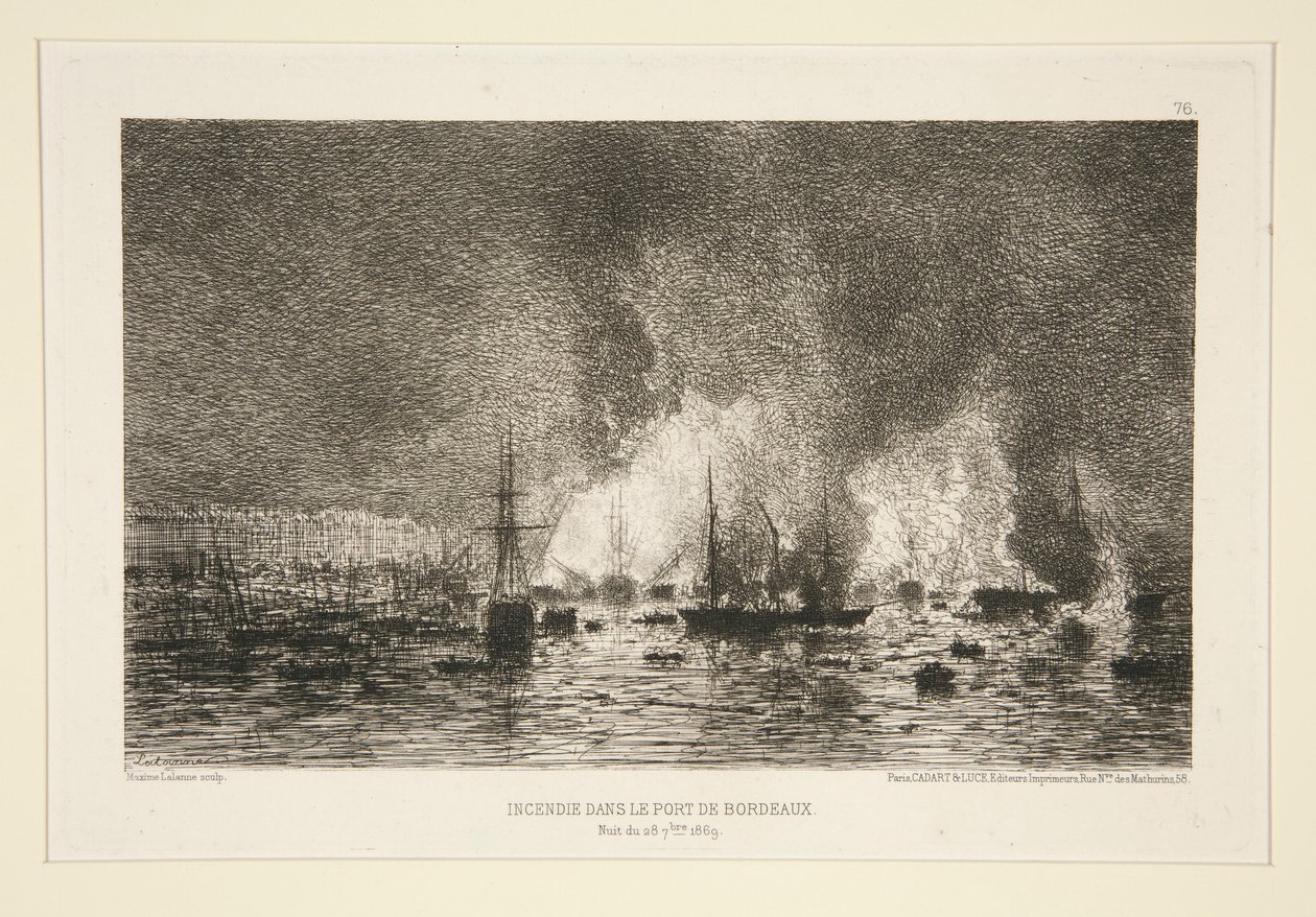 Brand i hamnen i Bordeaux (Brand i hamnen i Bordeaux) av Maxime Lalanne