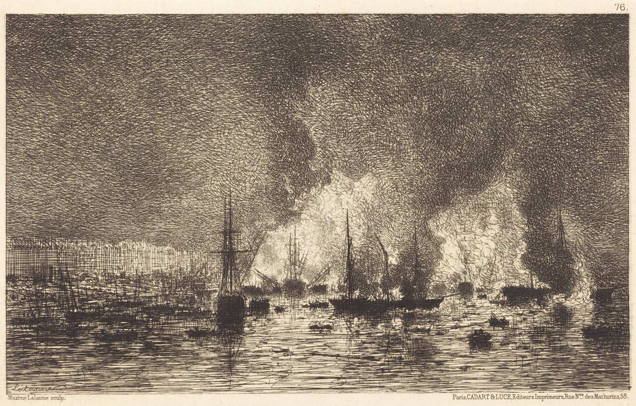 Brand i Bordeaux hamn av Maxime Lalanne