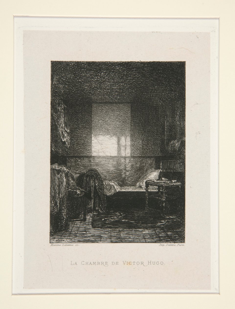 Victor Hugos sovrum, pl. 11 från sviten At Victor Hugo (Victor Hugo). av Maxime Lalanne