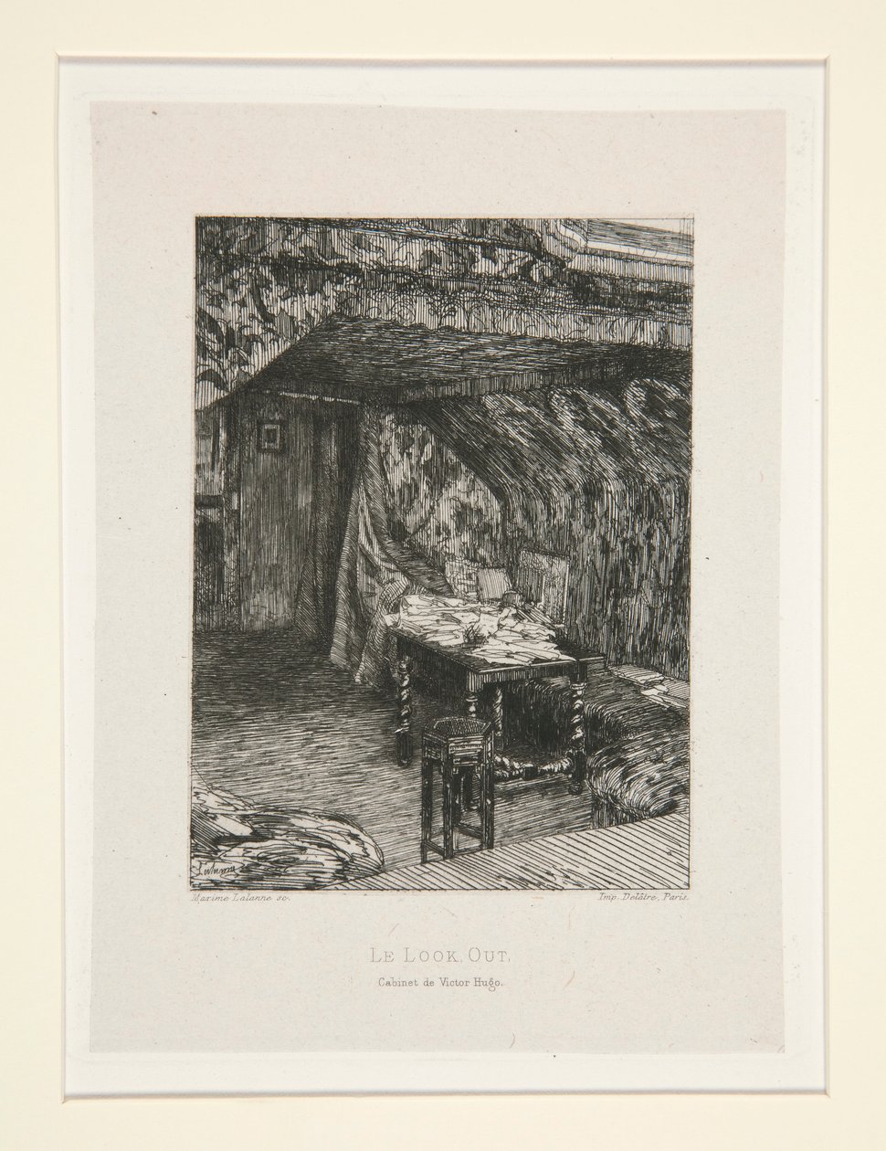 Le look out, cabinet de Victor Hugo (Utsikten, Victor Hugos kontor), pl. 9 från sviten Chez Victor Hugo (Victor Hugo av Maxime Lalanne