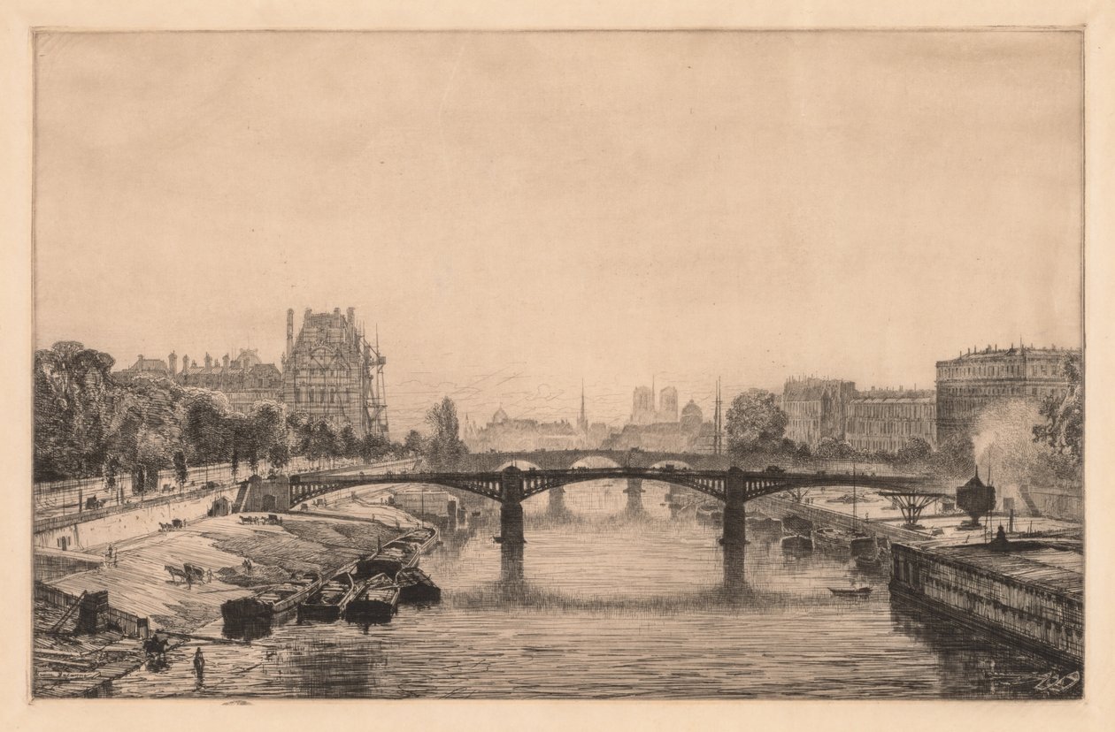 Paris, Utsikt från Concorde-bron, 1866. av Maxime Lalanne