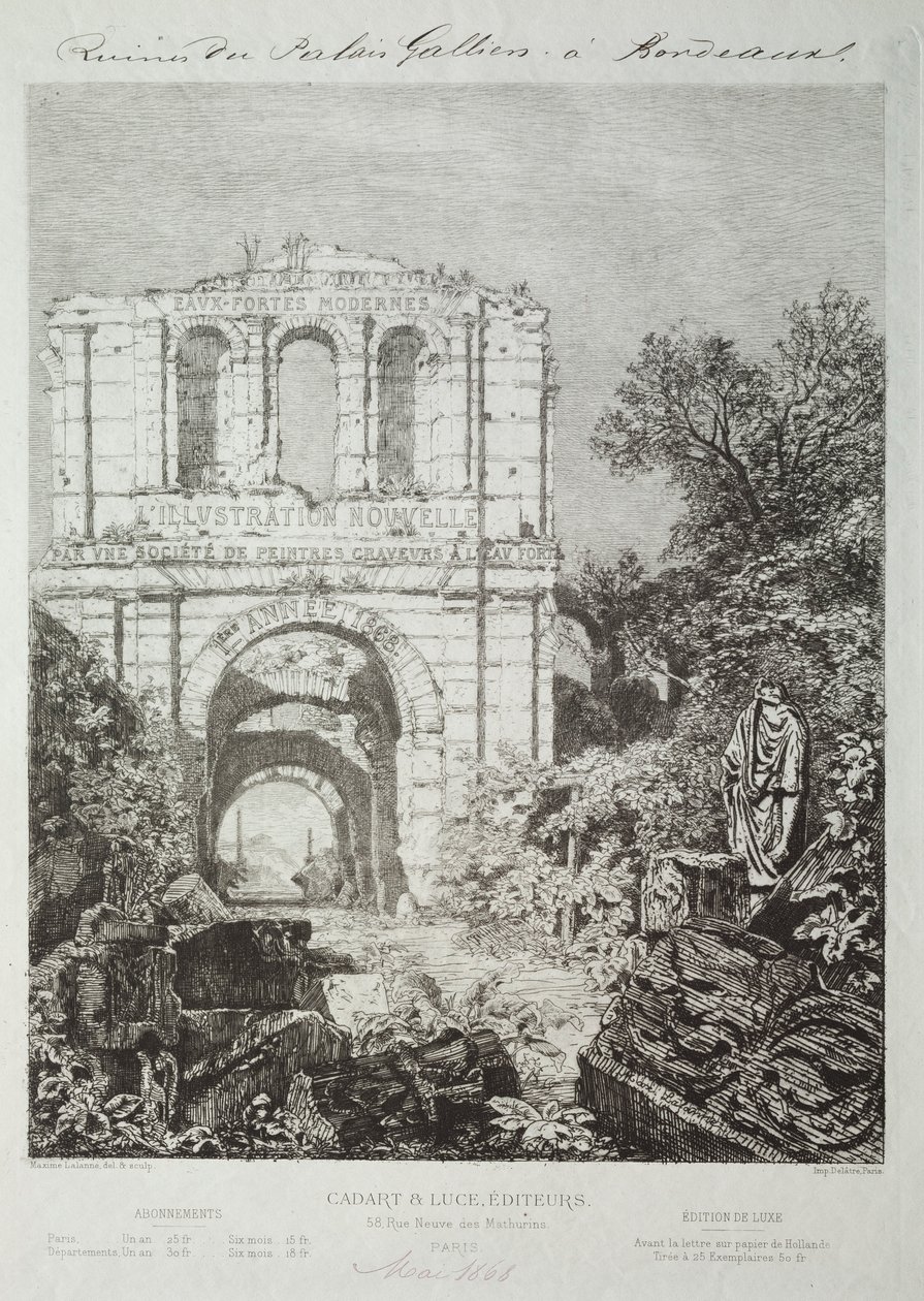 Ruinerna av Gallien-palatset i Bordeaux, 1866-1868. av Maxime Lalanne