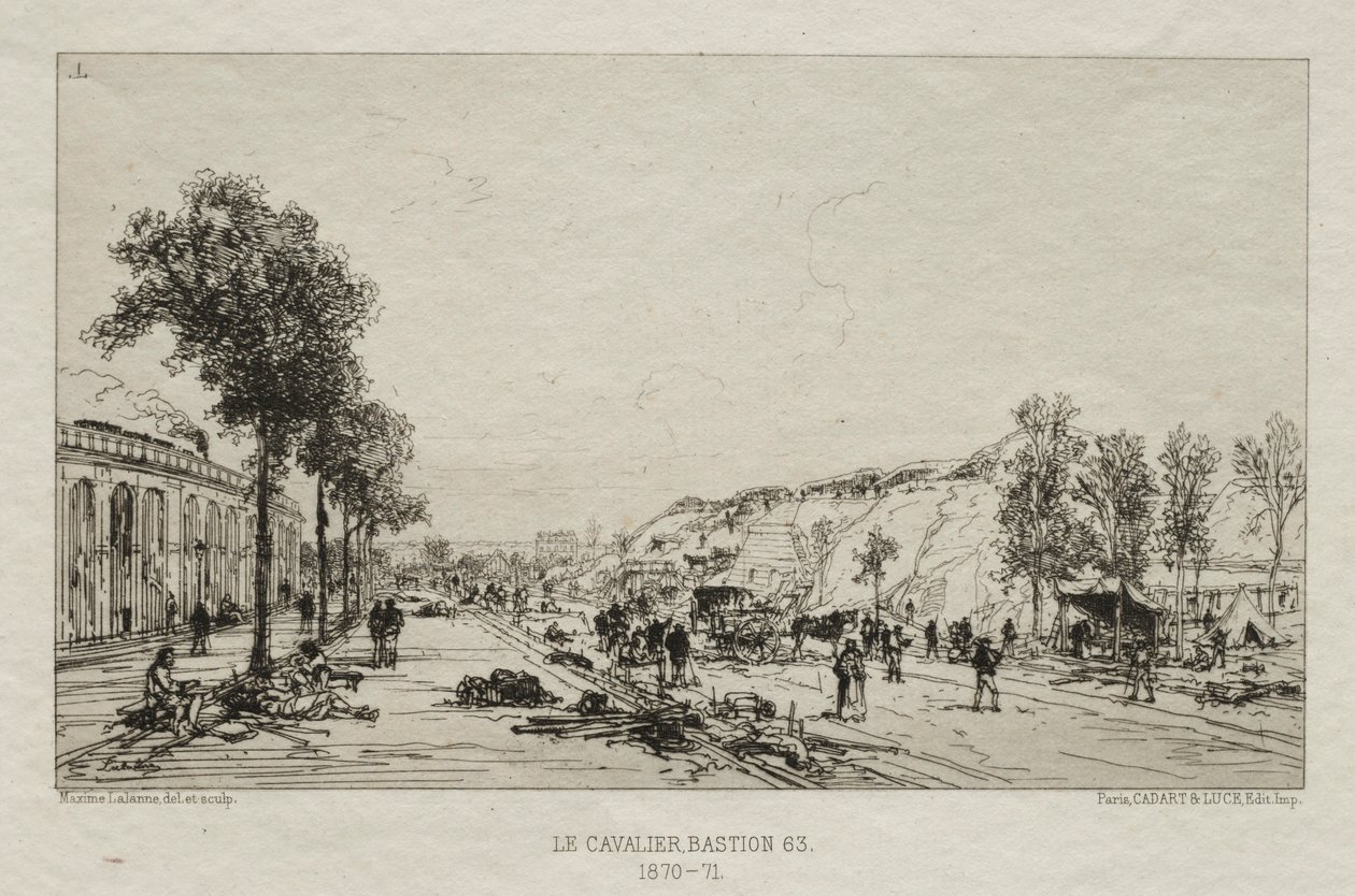 Souvenir artistiques du Siège de Paris: Le Cavalie Bastion 63, 1870-71. av Maxime Lalanne