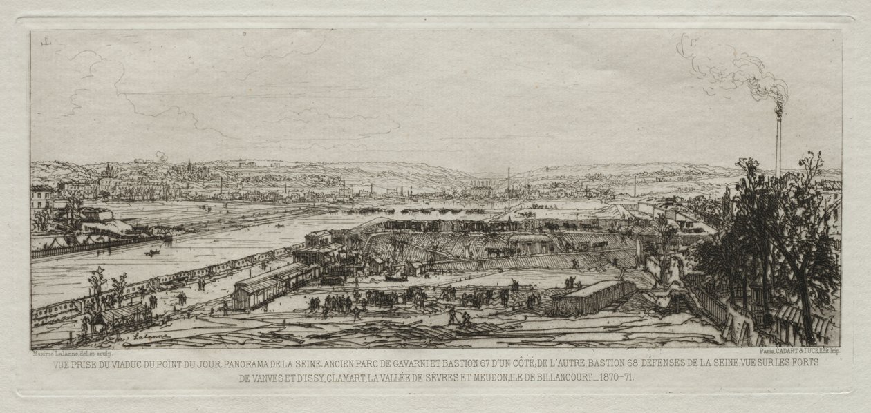 Utsikt från viadukten vid Point-du-Jour, Panorama över Seine av Maxime Lalanne