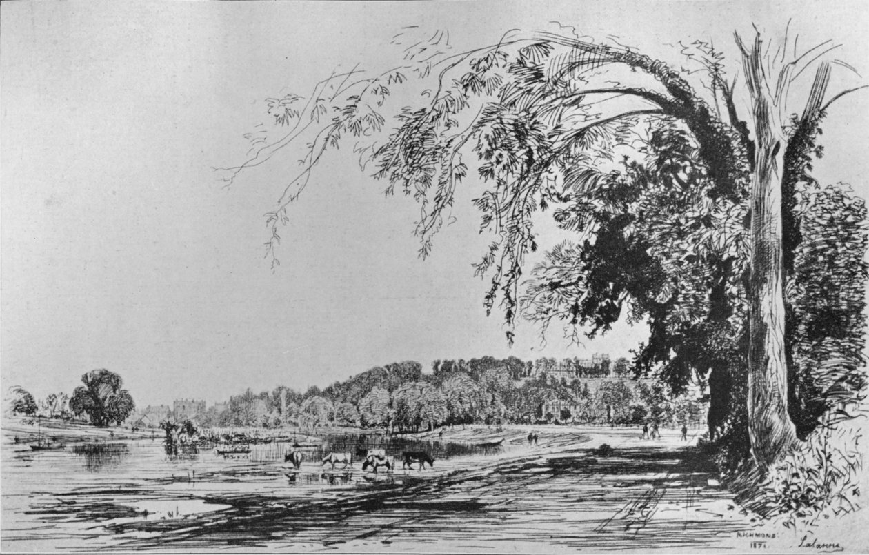 Utsikt över Richmond från Themsen, 1871 av Maxime Lalanne