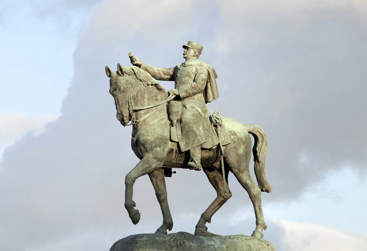 Ryttarstaty av Joseph Joffre (1852-1931), militär, marechal av Frankrike, fransk befälhavare vid slaget vid Marne under första världskriget, bronsskulptur av Maxime Real del Sarte (1888-1954), av Maxime Real del Sarte