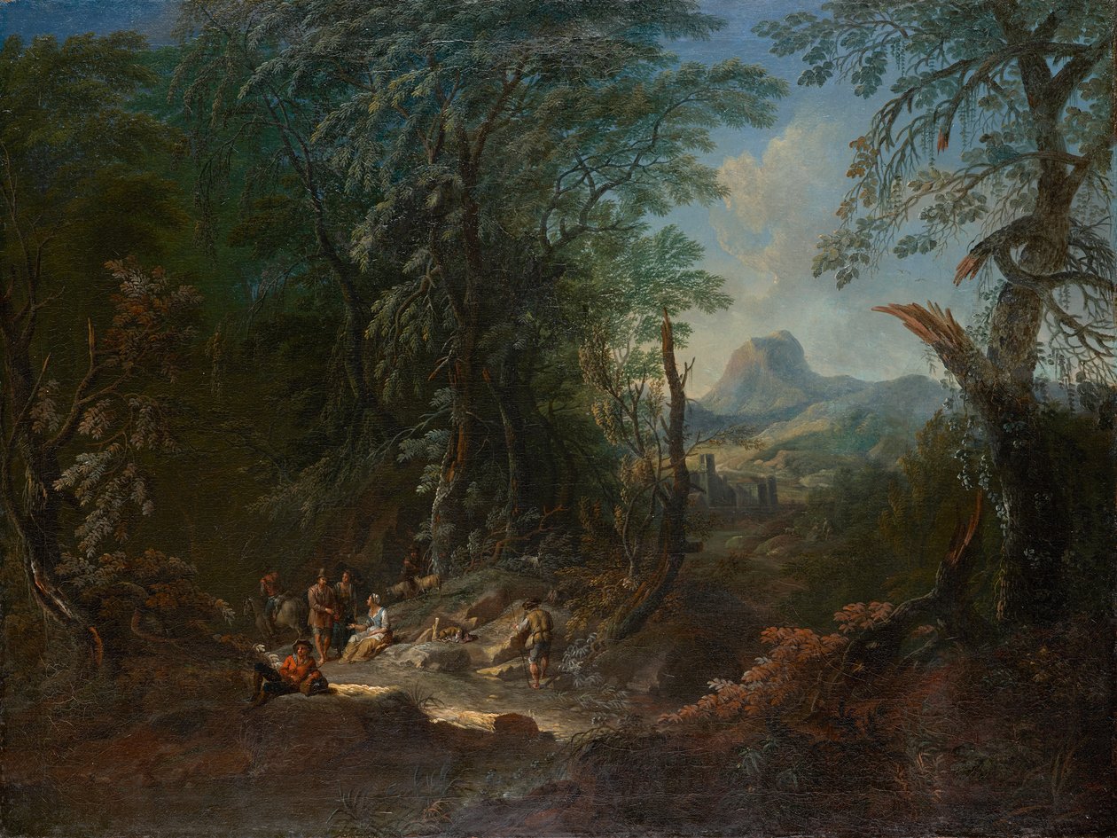 skogslandskap "morgon" av Maximilian Joseph Schinnagl
