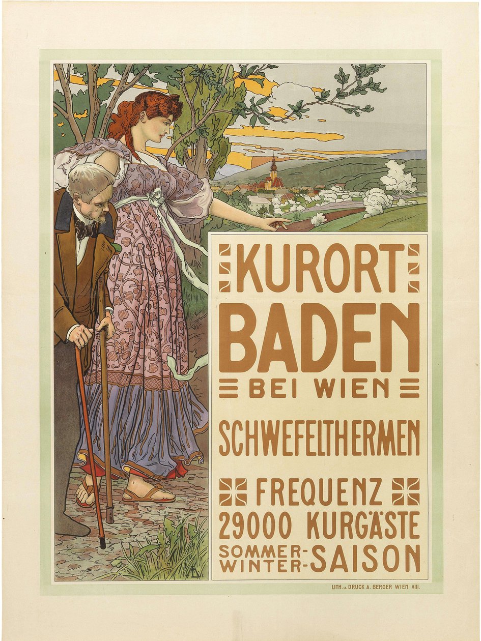 Spastaden Baden nära Wien, ca. 1910. av Maximilian Liebenwein