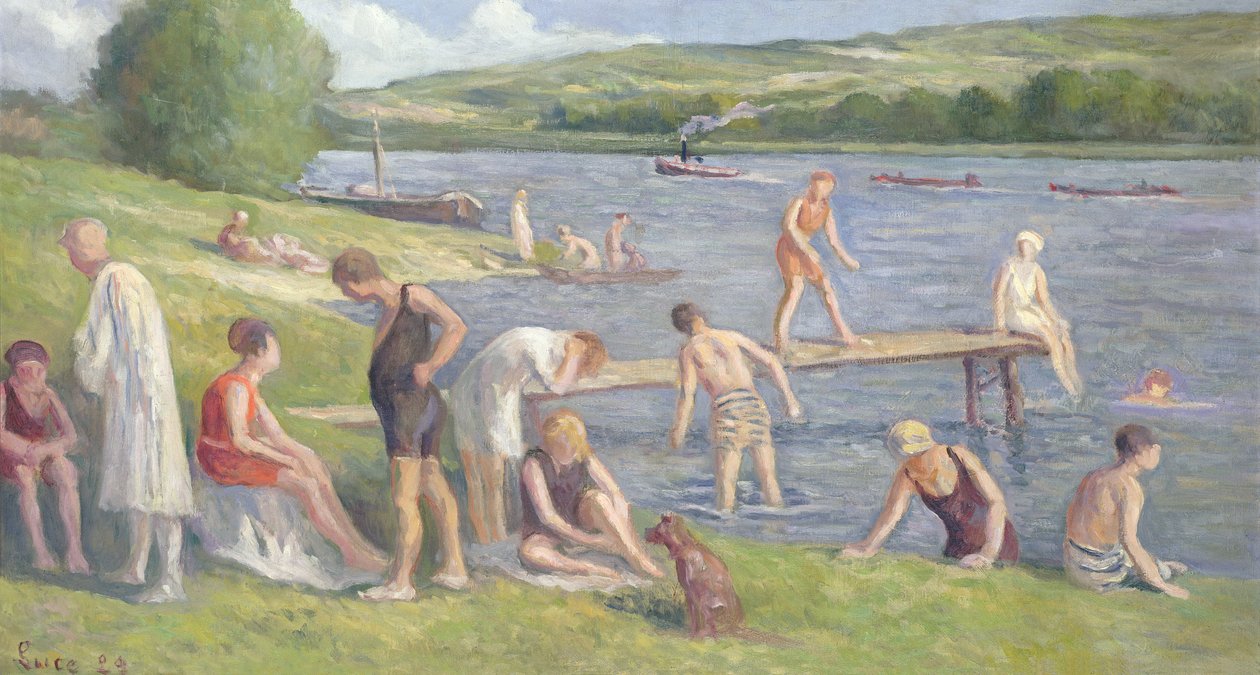 Badande på stranden av Seine av Maximilien Luce
