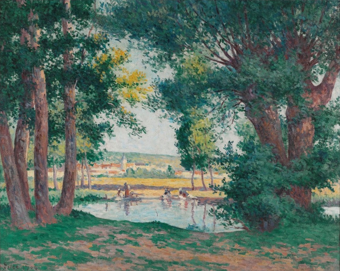 Bessy-Sur-Cure, les Lavandieres au Bord de lEau av Maximilien Luce