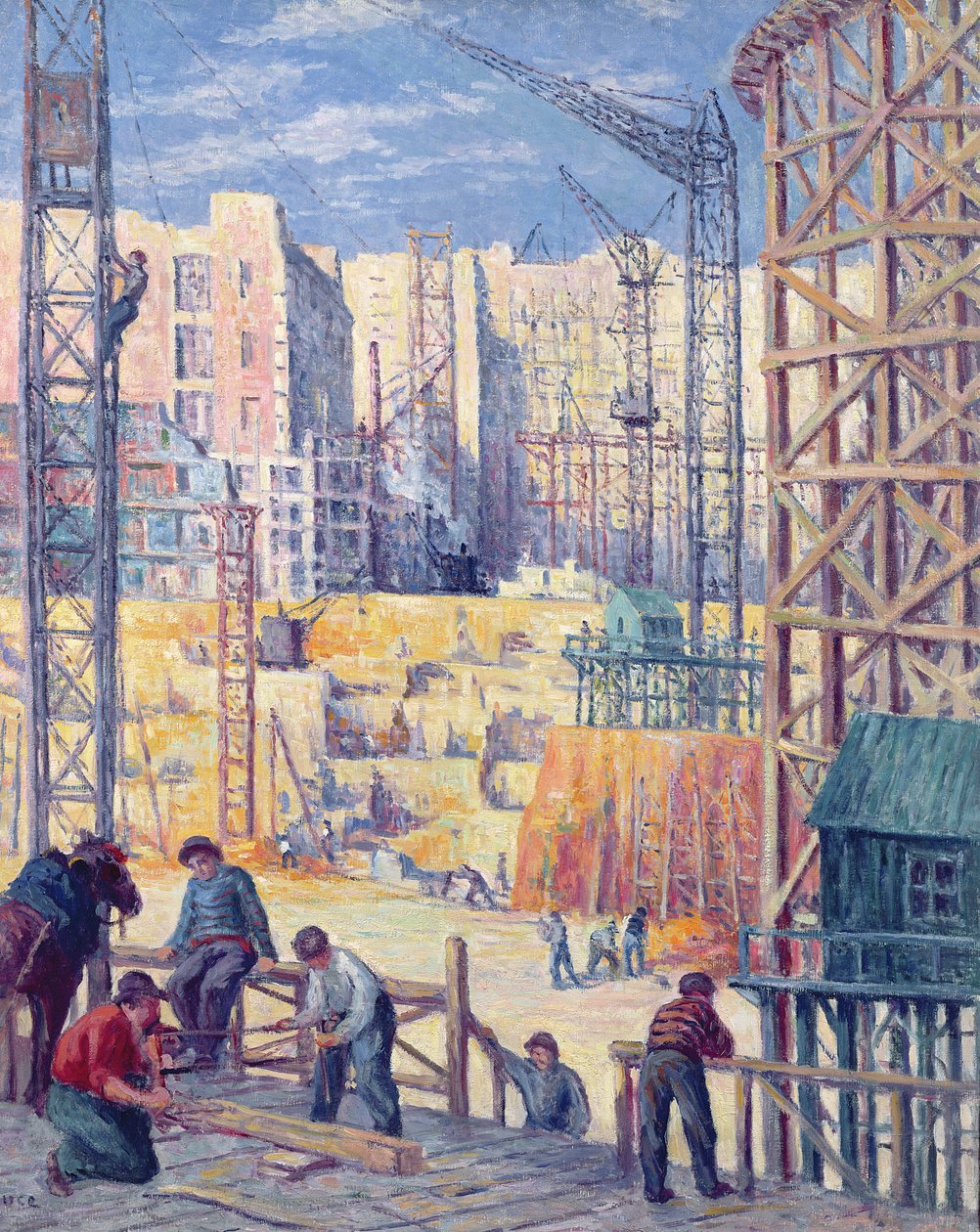 Byggplats i Paris, quai de Passy, ​​1907 av Maximilien Luce