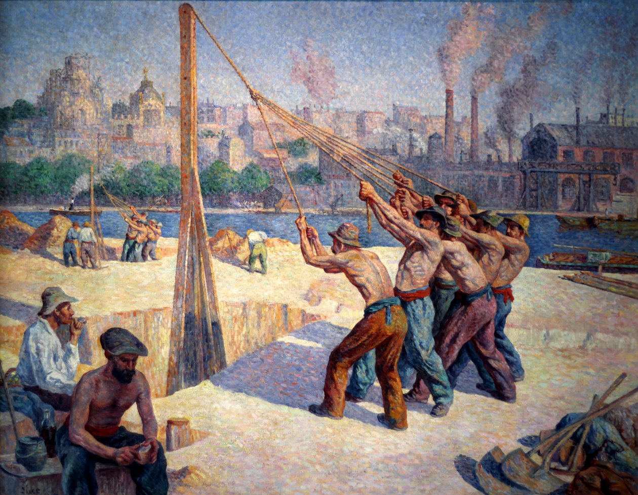 Les batteurs de pieux  av Maximilien Luce