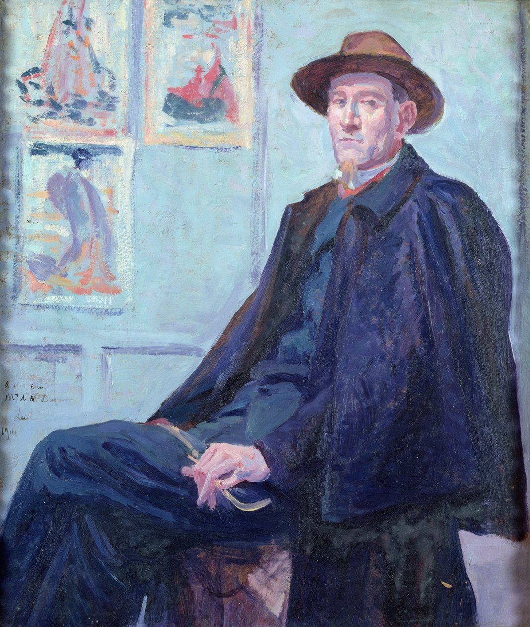 Porträtt av Felix Feneon (1861-1944) 1901 (olja på kartong) av Maximilien Luce