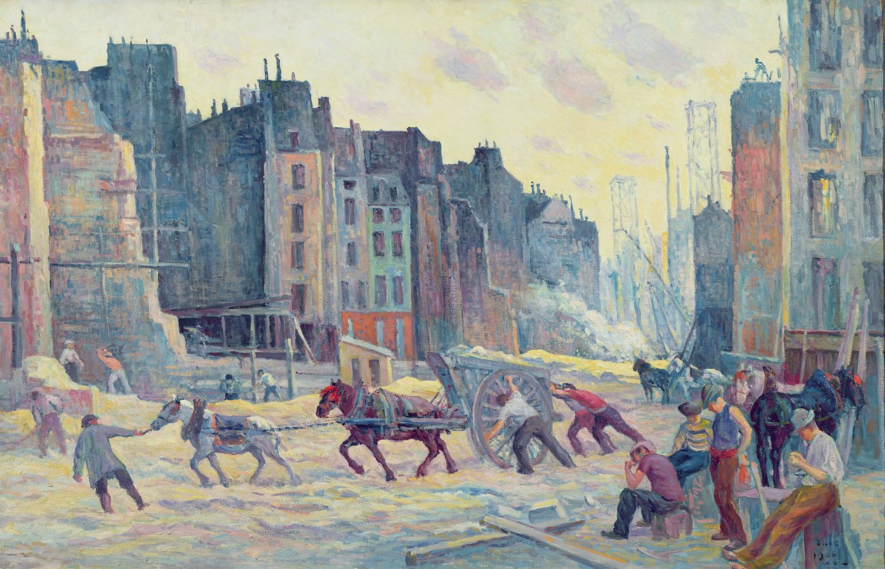 Arbete i Rue Reaumur, 1906-08 av Maximilien Luce