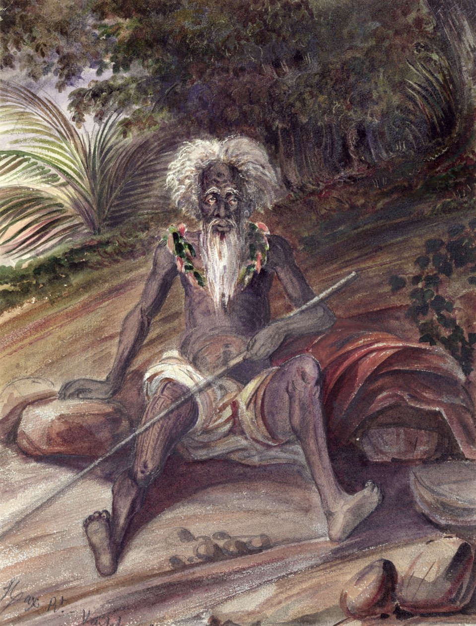 Gammal man från Marquesasöarna, ca 1842 av Maximilien Radiguet