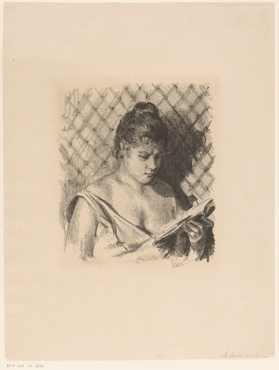 Kvinna som läser med bara axlar av Maximilien Luce (signed by artist)