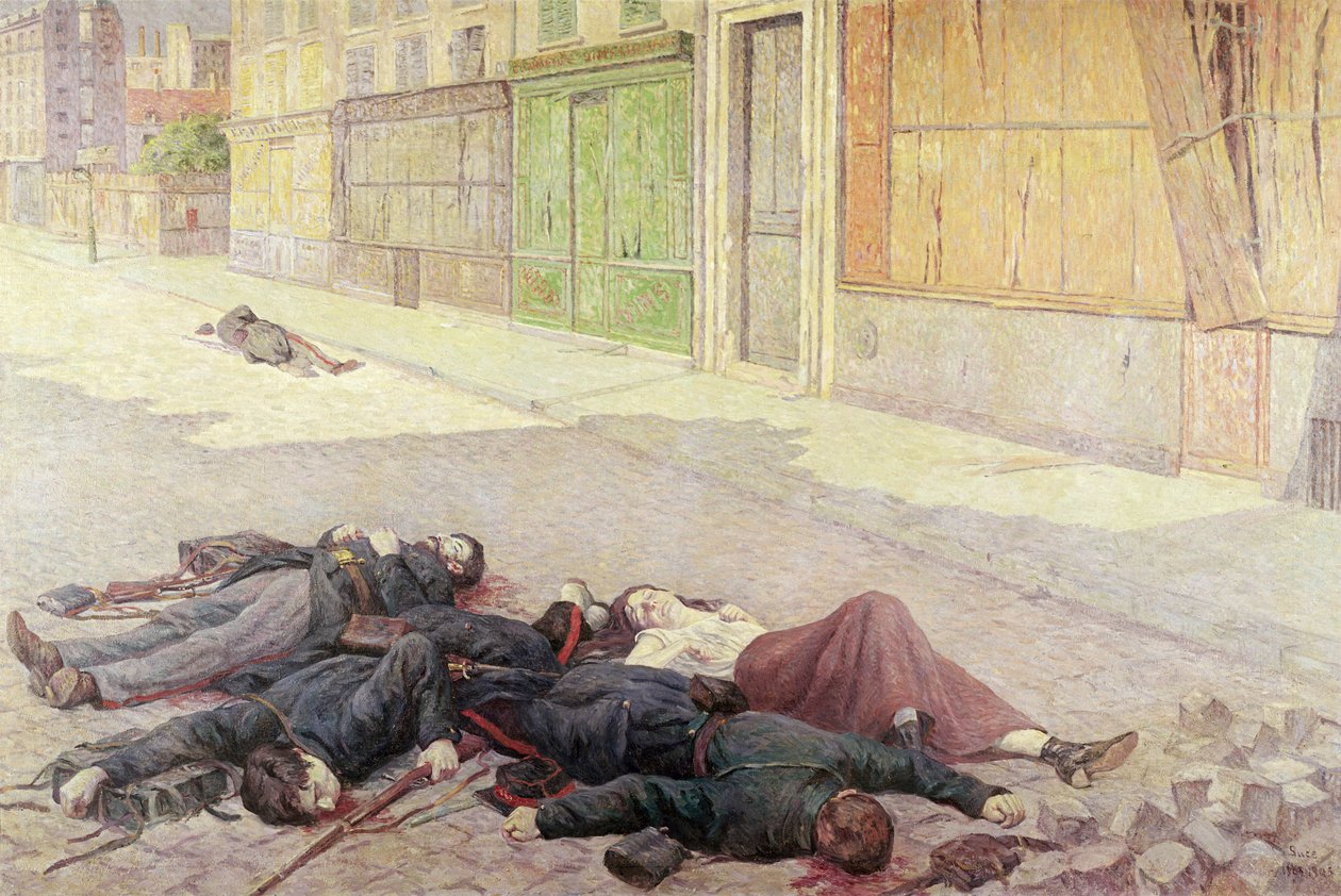En gata i Paris i maj 1871 eller, Kommunen, 1903-05 av Maximilien Luce