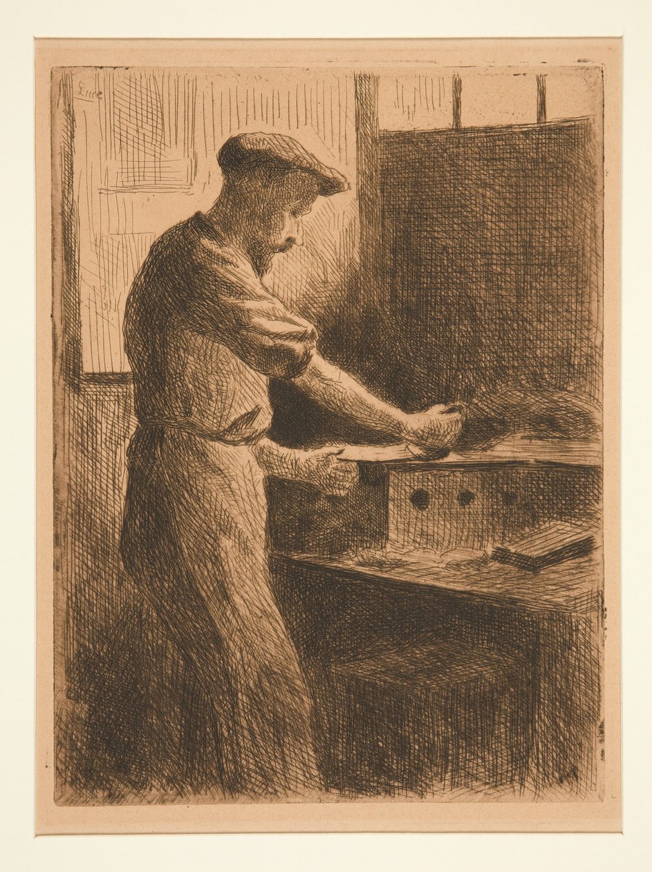 Auguste Delâtre i arbete av Maximilien Luce
