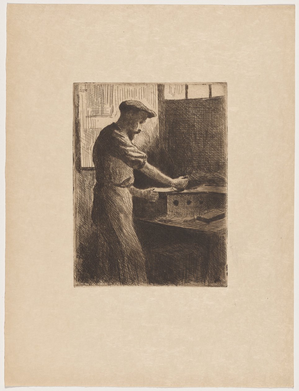 Auguste Delâtre i arbete av Maximilien Luce
