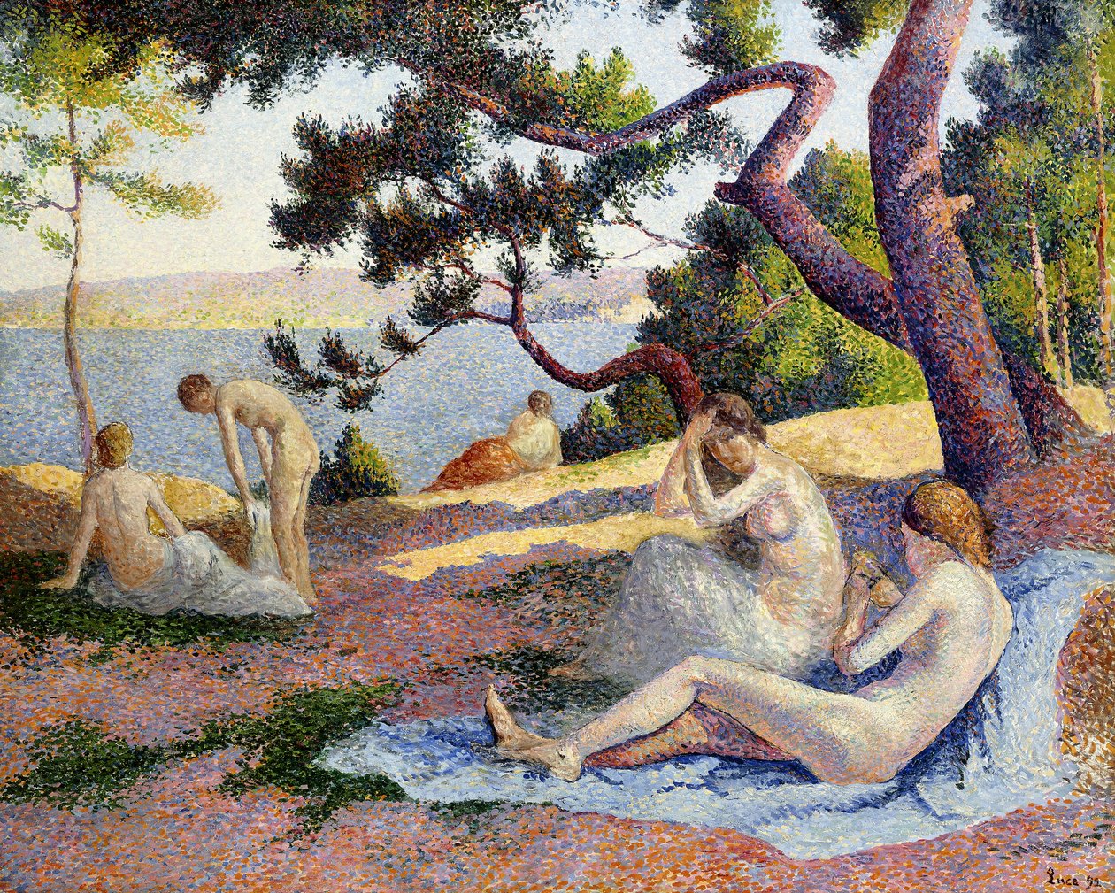 Badgäster i Saint-Tropez; Badande i Saint-Tropez, 1892 av Maximilien Luce