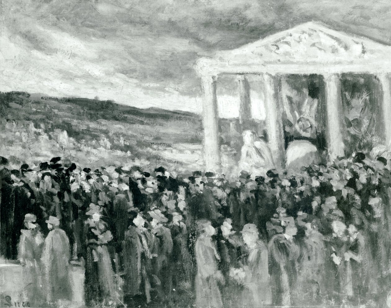 Auguste Rodins begravning i Villa des Brillants, 1917 av Maximilien Luce