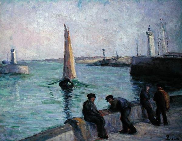 Fishermen in a Port, ca 1920 (olja på duk) av Maximilien Luce