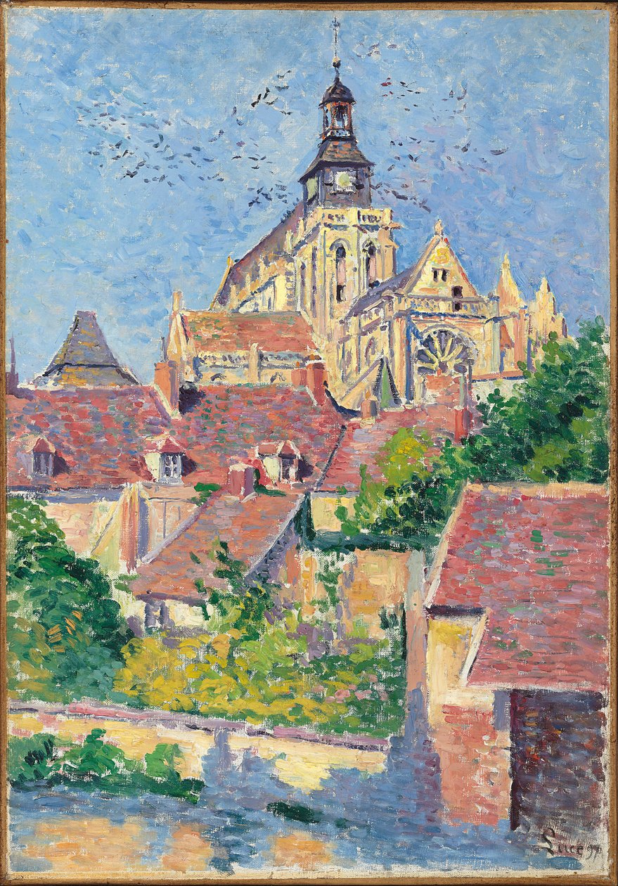 Gisors katedral, utsikt från Fosse aux Tanneurs, 1897 av Maximilien Luce