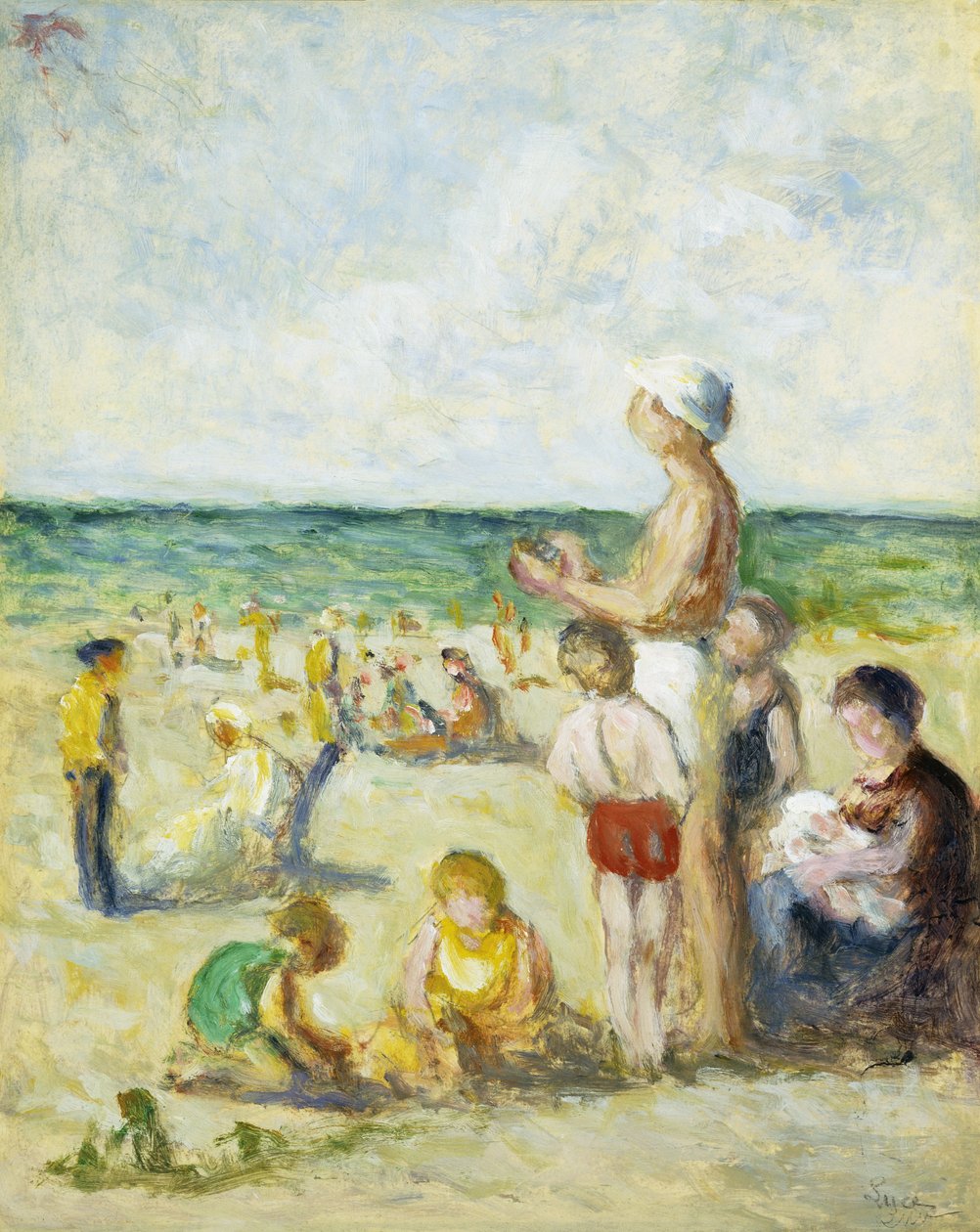 På stranden i Normandie; På stranden i Normandie, ca 1930 av Maximilien Luce