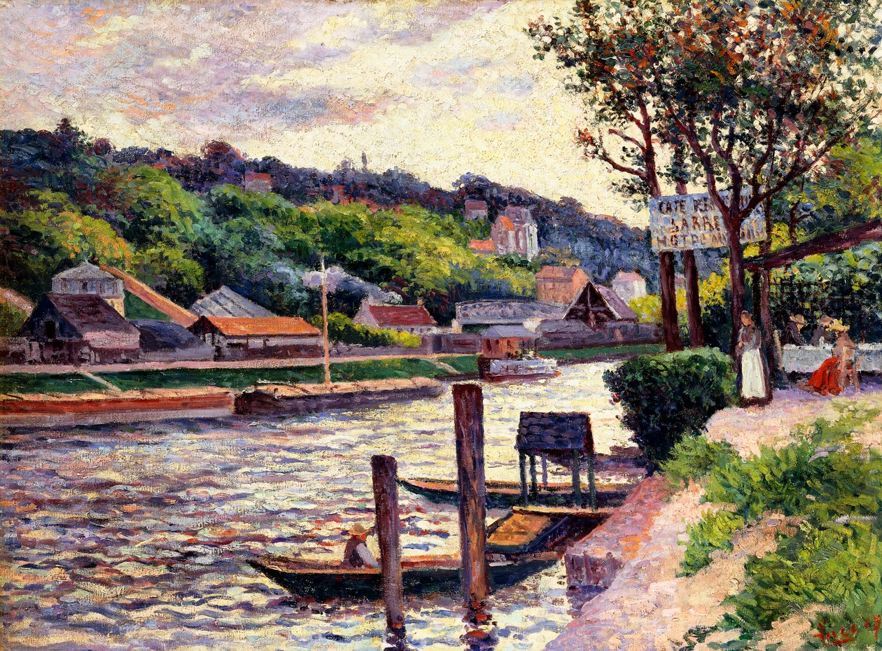 Utomhuskafé på stranden av Oise, 1897 av Maximilien Luce