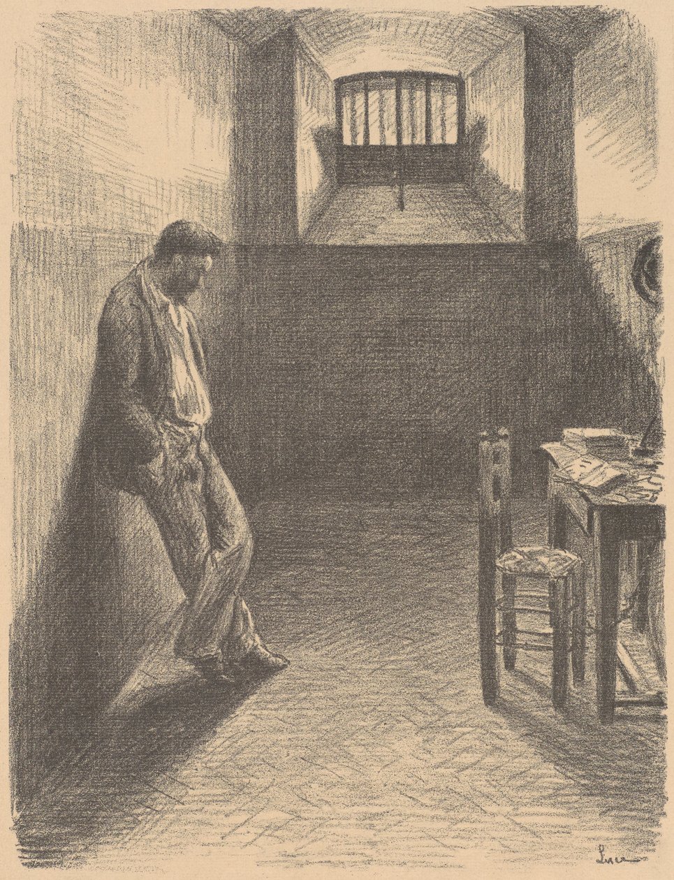 Självporträtt i Mazas-fängelset av Maximilien Luce