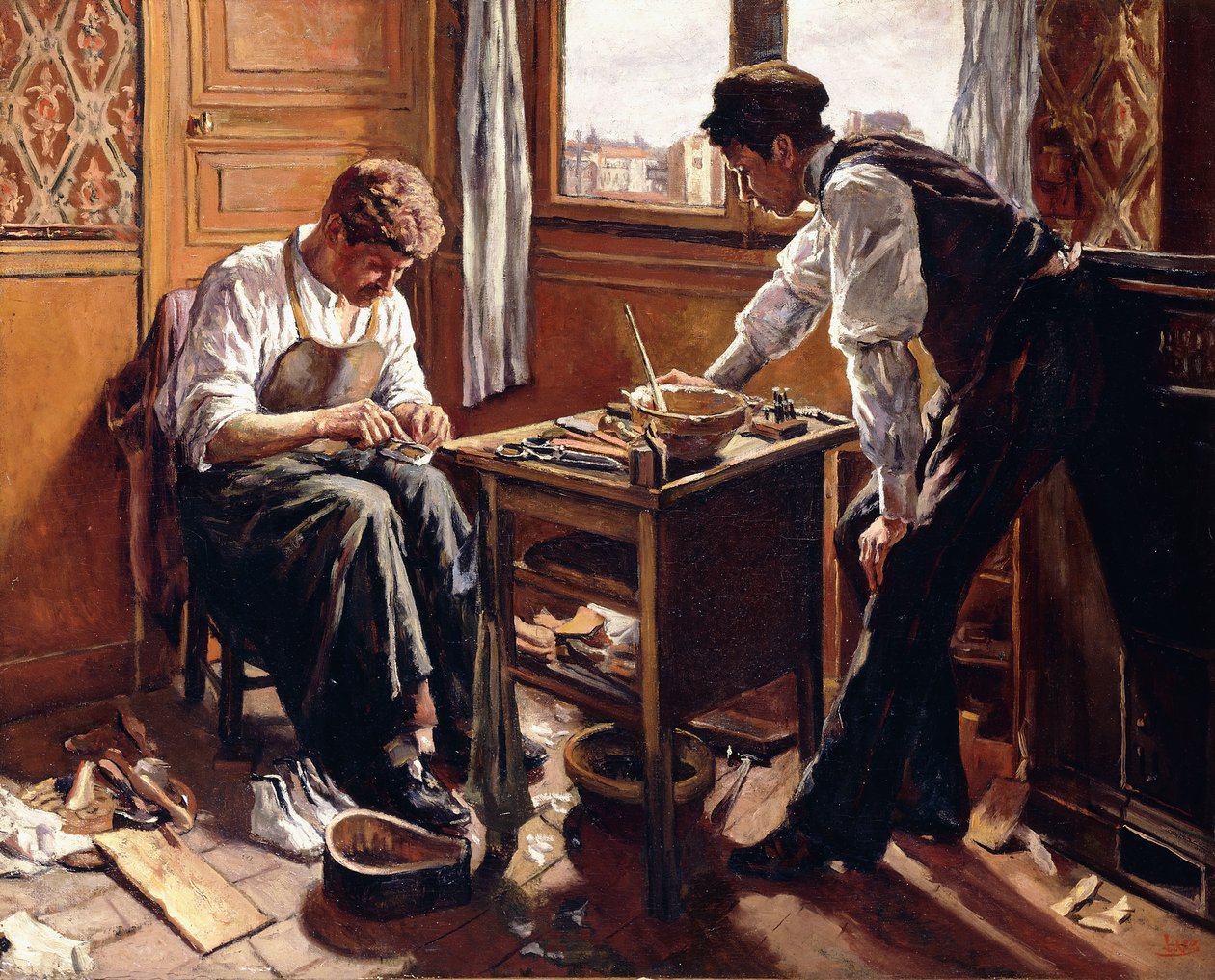 Skomakare, de två bröderna Givort, 1884 av Maximilien Luce