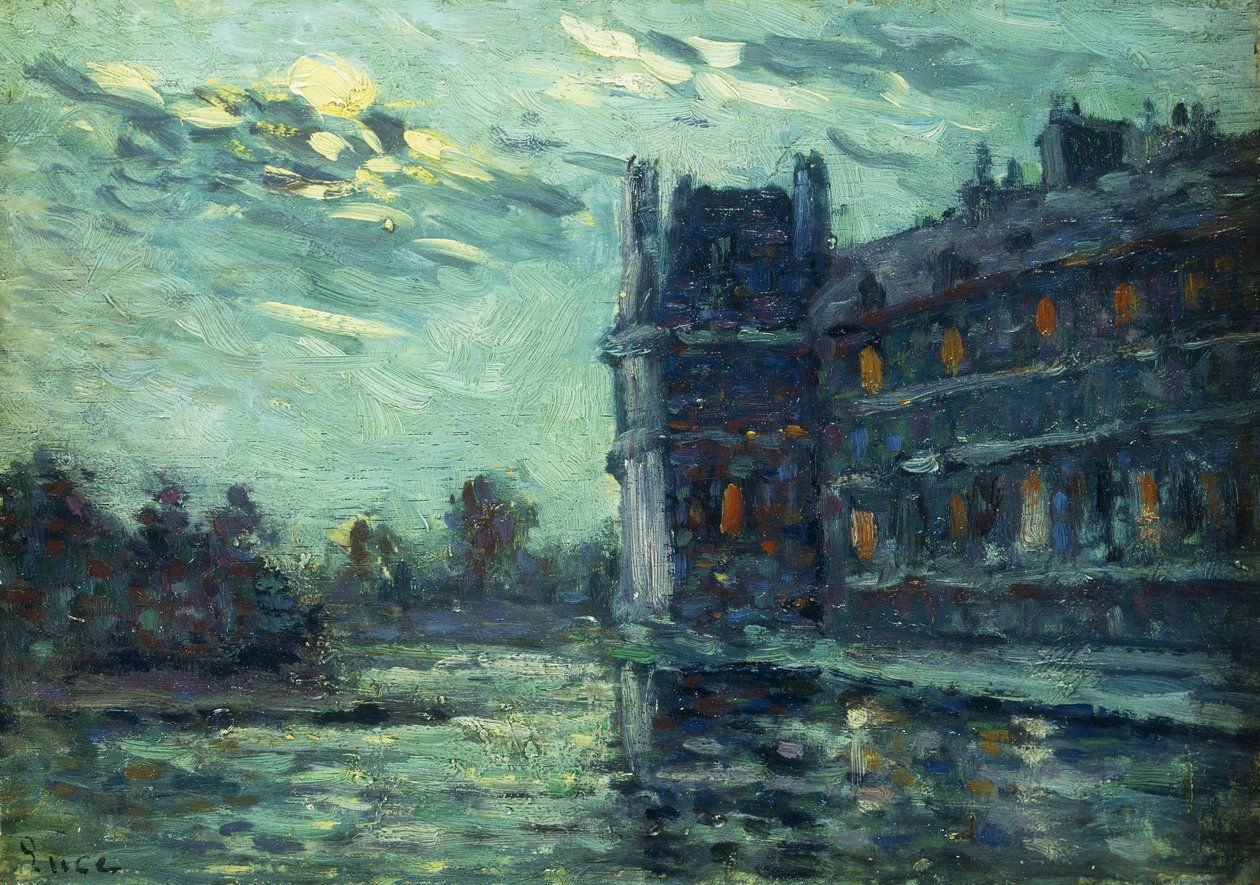 Översvämningarna 1910, Pavillon de Flore, vid Louvren, Paris; Översvämningarna 1910, Le Pavillon de Flore, 1910 av Maximilien Luce